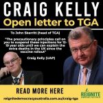Open letter to TGA from Craig Kelly